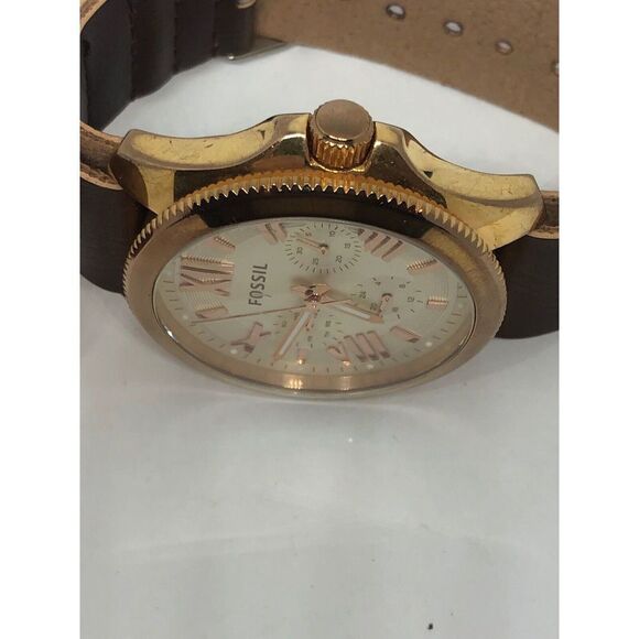 Fossil AM4620 Women's Brown Leather Analog Beige Dial Quartz Wrist Watch HO246 - Picture 6 of 9